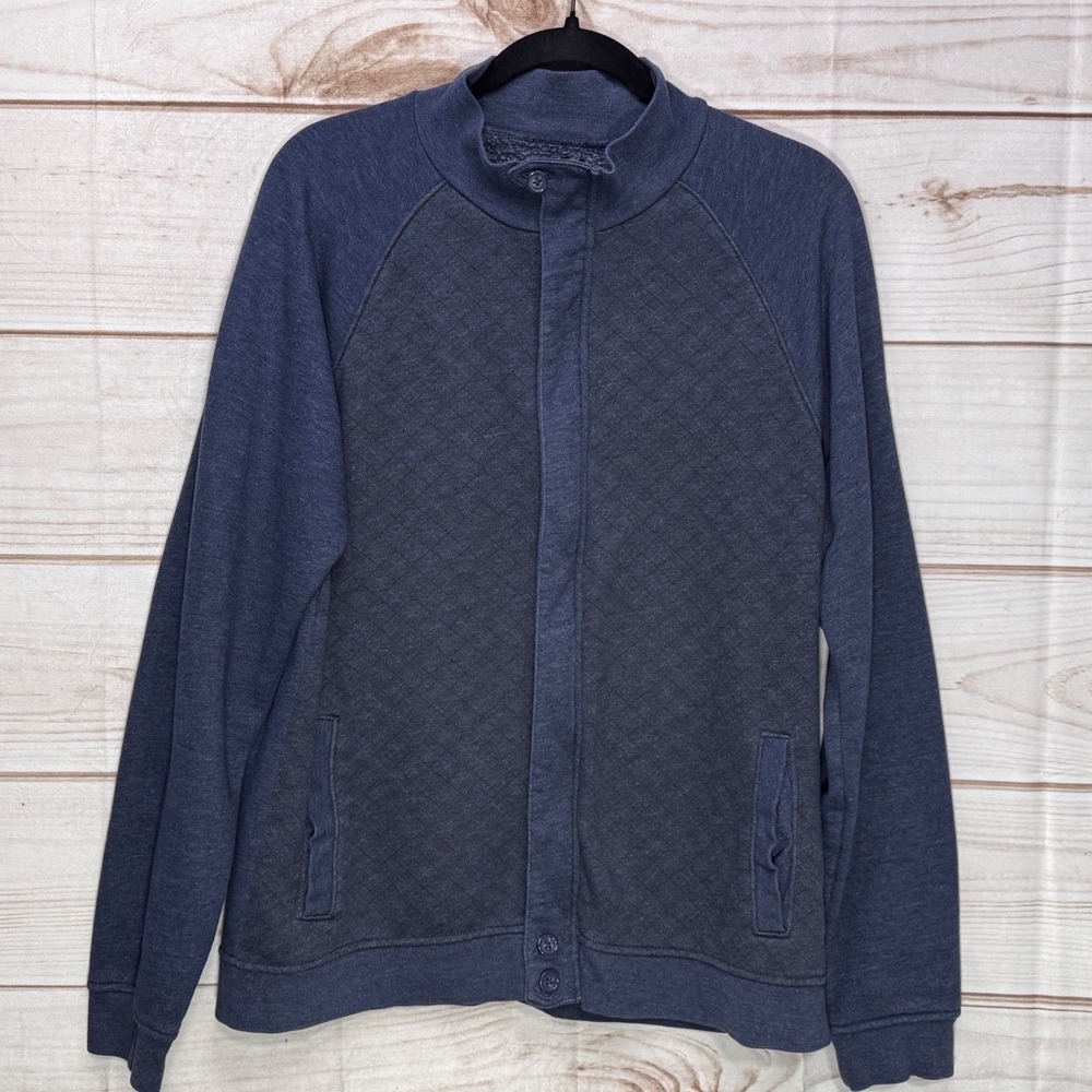 Structure Full Zip Mock Neck Sweatshirt Mens Large Blue Excellent Quilted Front
